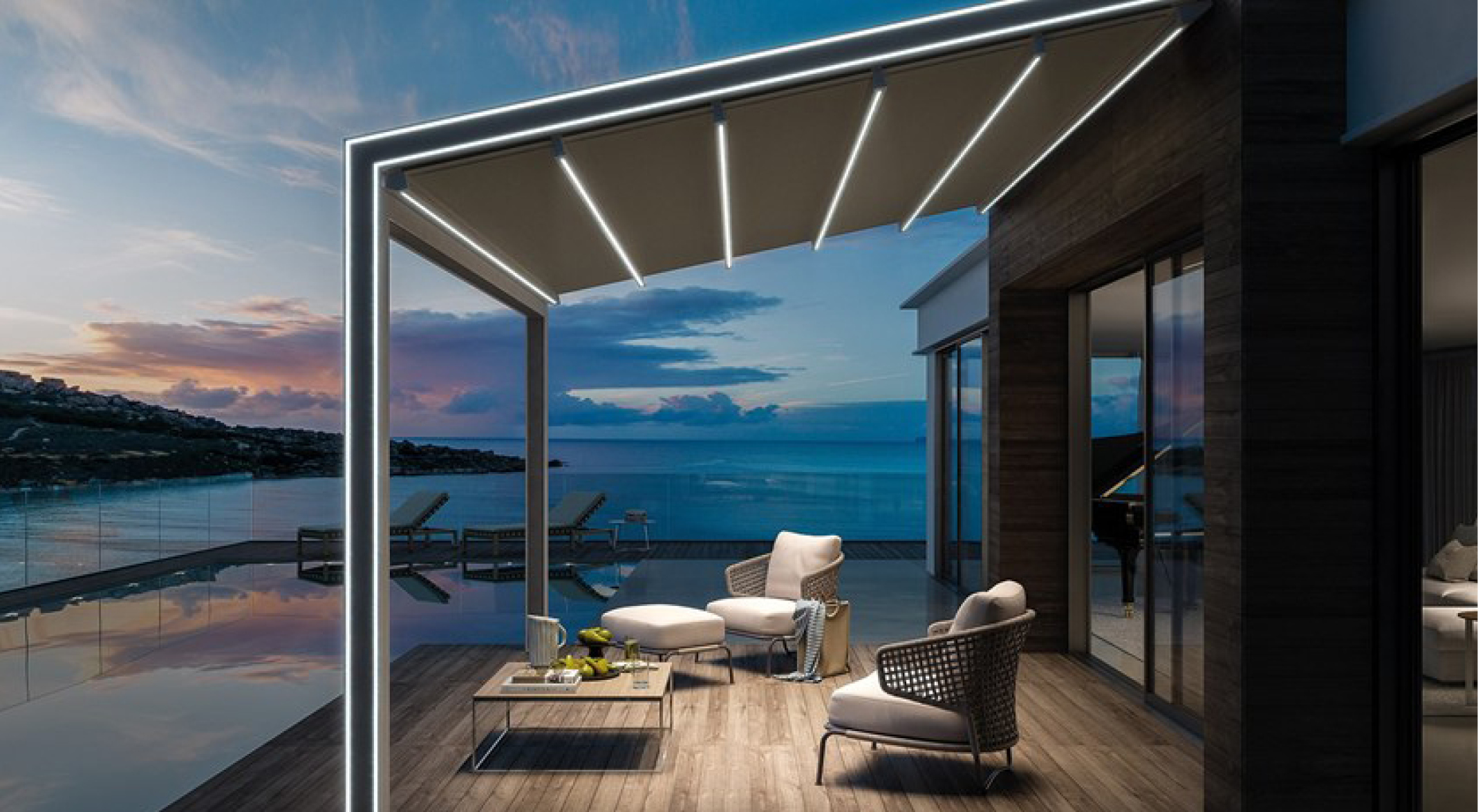 éclairage linéaire pergola